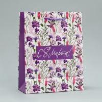 Пакет подарочный ламинированный, упаковка, &laquo;С 8 марта!&raquo;, MS 18 х 23 х 8 см