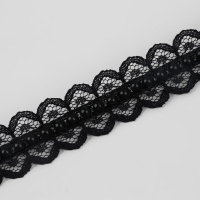 Рюш кружевной, с бусинами, 17 мм, 4,5 &plusmn; 0,5 м, цвет чёрный