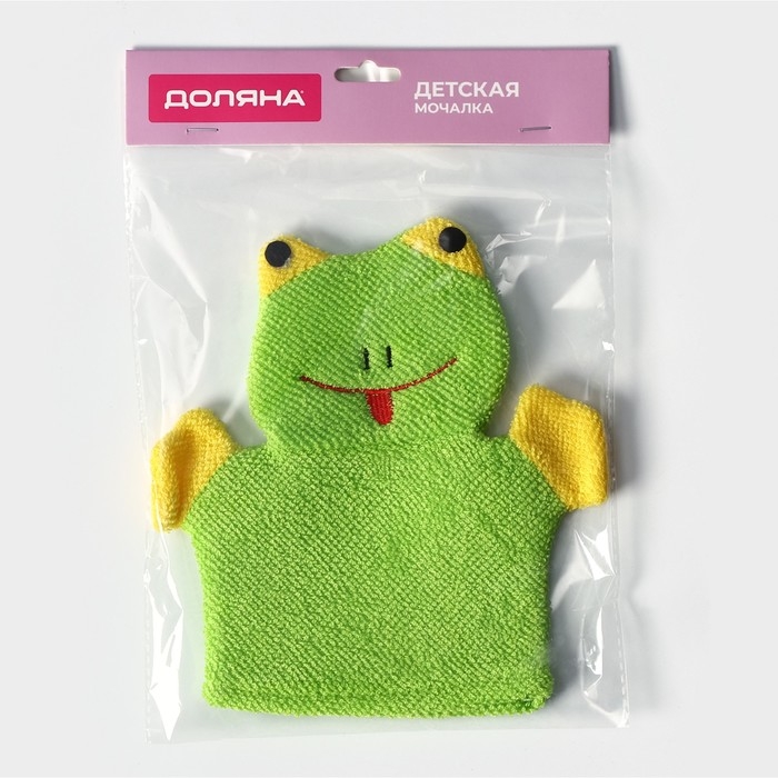 Мочалка - варежка детская для купания Доляна &laquo;Лягушонок&raquo;, 20 см