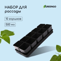 Набор для рассады: стаканы по 500 мл (10 шт.), поддон 40 &times; 19,5 см, МИКС, Greengo