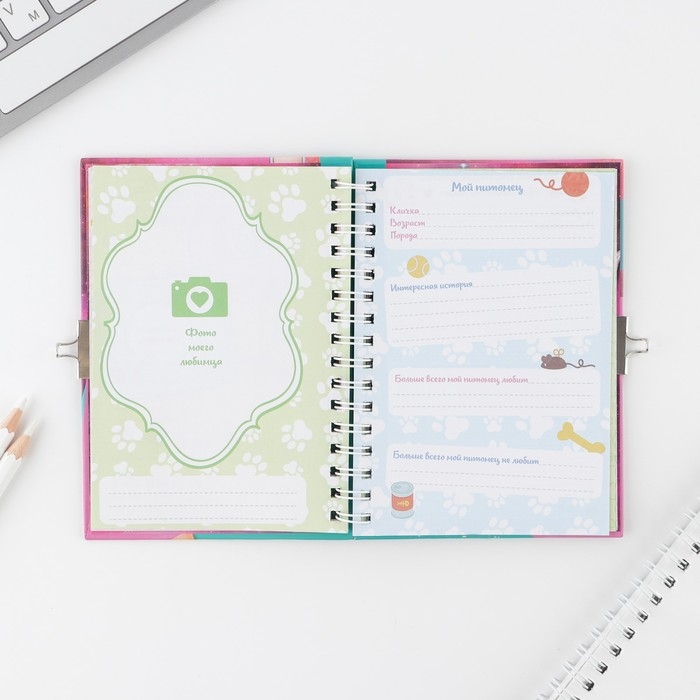 Анкета на замочке, в твердой обложке А6, 40 листов &laquo;Мои секреты&raquo;