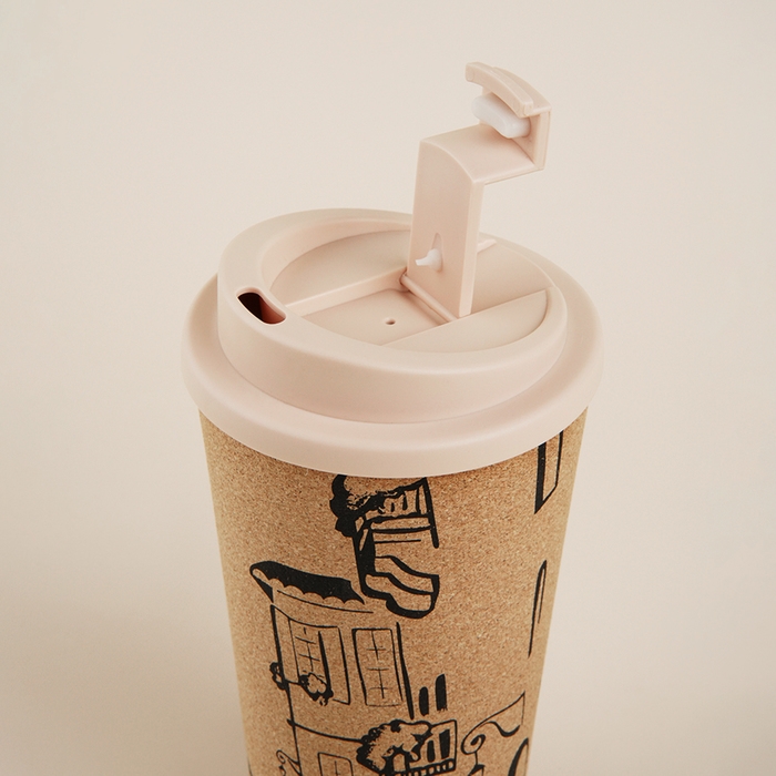 Стакан для кофе с крышкой SL Home &laquo;Севилья&raquo;, пробковый, 450 мл, 9,5&times;9,5&times;18,5 см, цвет бежевый