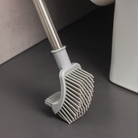 Ёршик для унитаза Доляна, силиконовый, 10&times;5&times;58 см, цвет серый