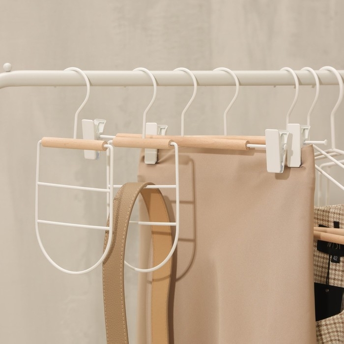 Вешалка для ремней и шарфов LaDо́m Laconique, 11,5&times;23&times;1,1 см, многоуровневая, цвет белый