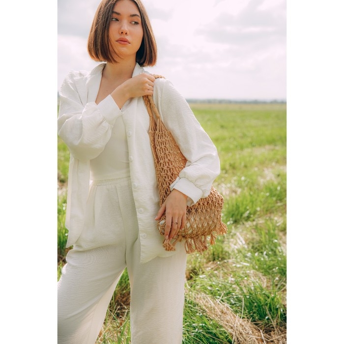 Сумка женская SL Home, ручное плетение, хлопок, длина ручек 15 см, 40&times;32 см