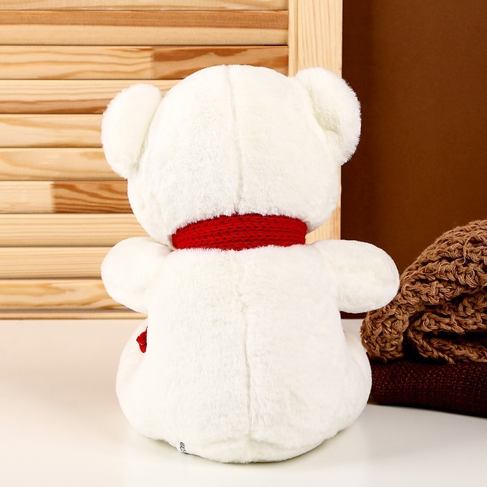Мягкая игрушка &laquo;Мишка в шарфе&raquo;, 24 см, цвет белый