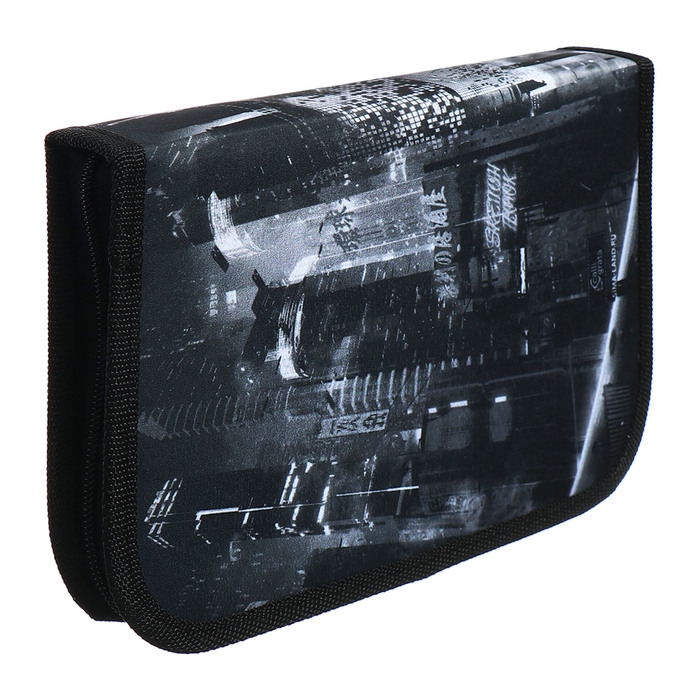 Пенал 1 секция 140 х 210 х 40 мм, откидной карман и косметичка, тканевый, Calligrata TOP Content "Маска"