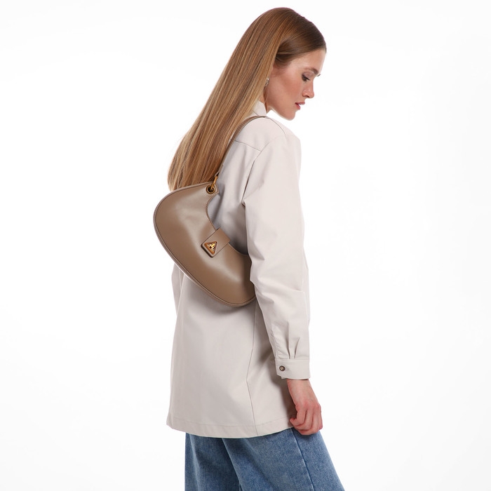 Сумка женская багет на молнии TEXTURA, средний размер, цвет светло-коричневый