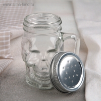 Солонка стеклянная &laquo;Череп. Хэллоуин&raquo;, 100 мл, 7&times;6,5&times;8,5 см