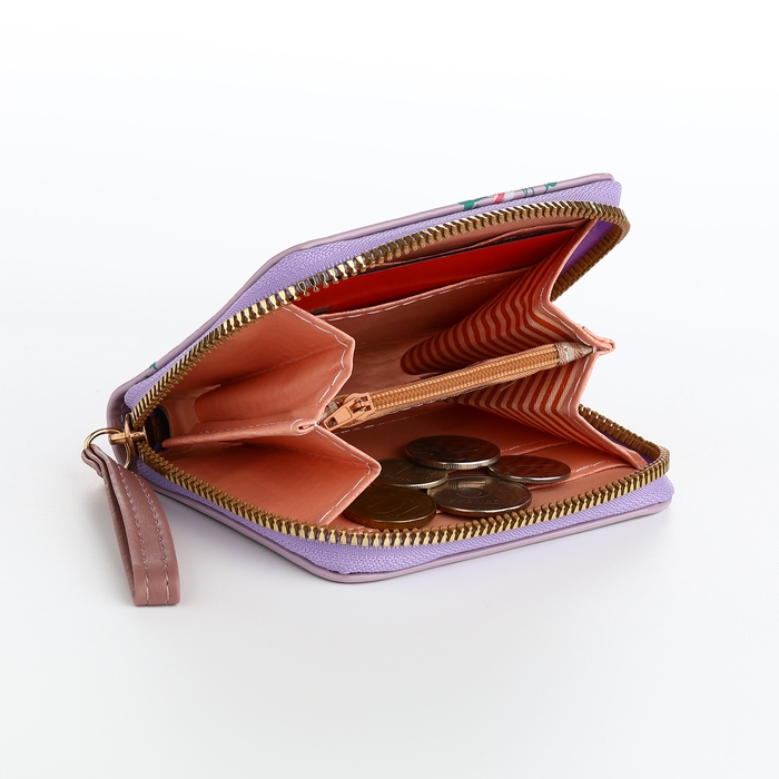 Кошелёк женский на молнии, лакированный, цвет сиреневый