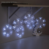 Гирлянда &laquo;Нить&raquo; 2 м с насадками &laquo;Снежинка матовая&raquo;, IP20, прозрачная нить, 36 LED, свечение белое, 220 В