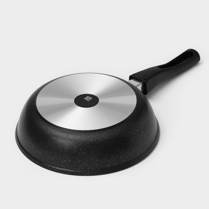 Набор кухонной посуды &laquo;Мраморная №3&raquo;, 6 предметов, крышка, съёмная ручка, антипригарное покрытие, цвет тёмный мрамор