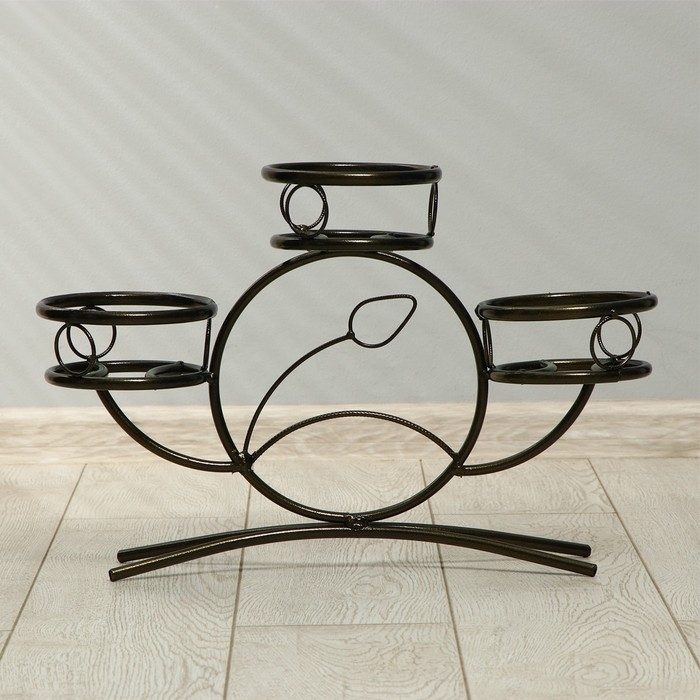 Подставка для цветов, напольная, на 3 горшка, d = 14 см, бронзовая, &laquo;Камелия&raquo;