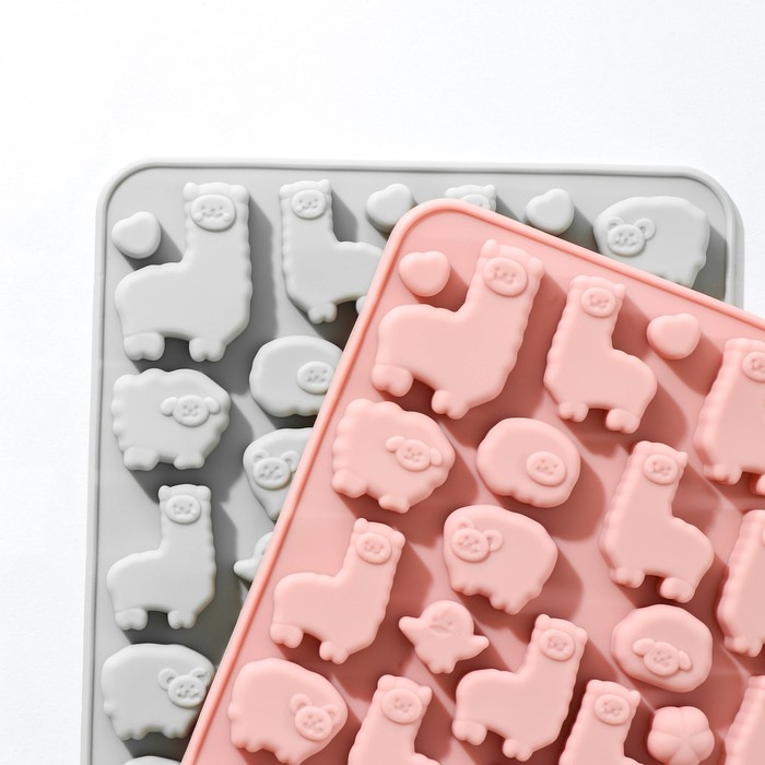 Форма для мармелада Доляна &laquo;Ферма&raquo;, силикон, 23&times;12,5&times;1 см, 53 ячейки, цвет МИКС