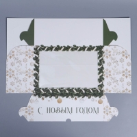 Коробка складная на 6 капкейков с окном &laquo;Паттерн снежинки&raquo;, 25 х 17 х 10 см, Новый год