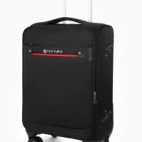 Чемодан 20",Текст,36*25*58,отд на молнии,1 нар/карм, увелич,код замок,4 колеса, черный