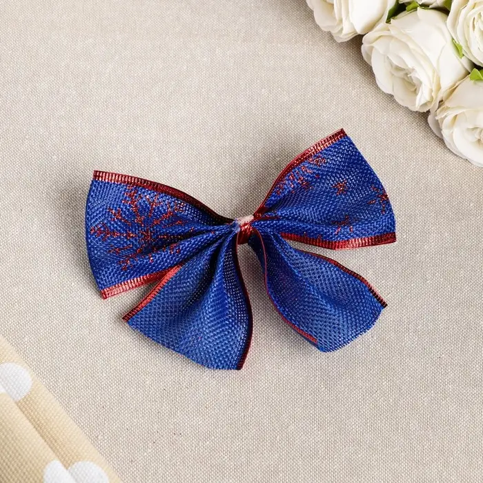 Бант праздничный &laquo;Снегопад&raquo;, сине-красный, 14 х 10 см