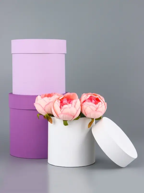 Набор круглых подарочных коробок &laquo;Сирень&raquo; 3 в 1 - 18&times;16&times;13 см