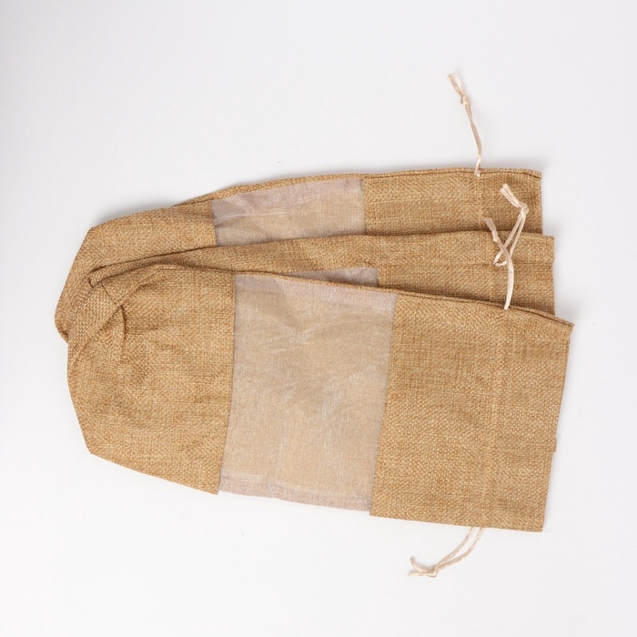 Льняной мешочек для хранения украшений, подарков, трав, 15 х 30 см, набор из 3 штук