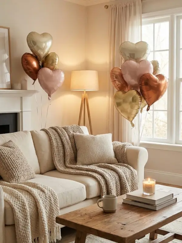 Воздушные шары фольгированные 17" "Сердце" цвет молочный сатин, набор 5 штук