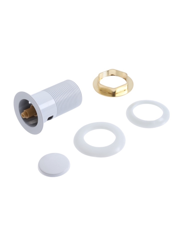 Донный клапан ZEIN engr, маленькая кнопка, с переливом, нержавеющая сталь, белый