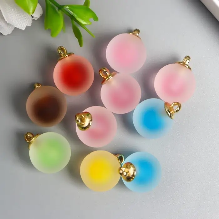 Подвеска для творчества акрил &laquo;Шар&raquo;, матовый разноцветный, 2.1&times;1.6 см
