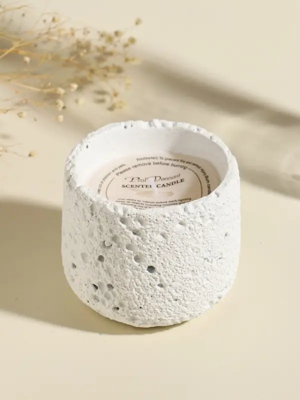 Свеча в вулканическом подсвечнике "Лава" белая 8,5х8,5х7,5 см