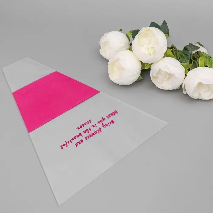 Пакет конус для цветов, с нетканым материалом, 26+7&times;37 см, фуксия