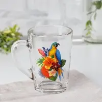 Кружка стеклянная &laquo;Тропические птицы&raquo;, 300 мл