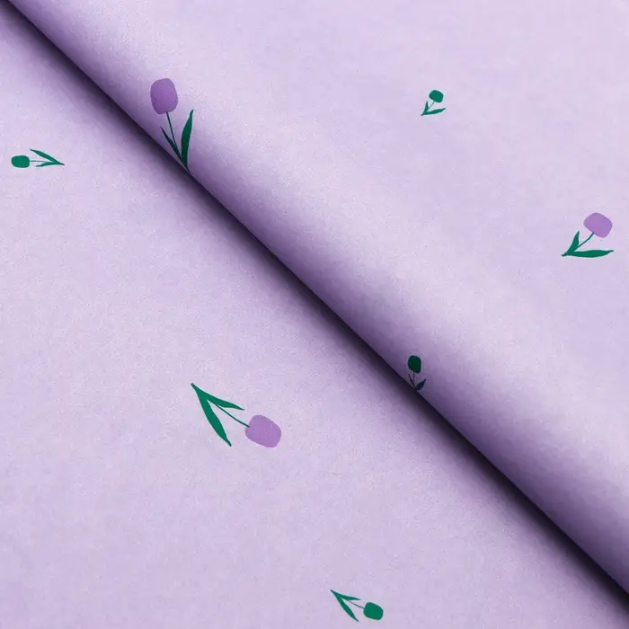Бумага упаковочная тишью, &laquo;Цветы&raquo;, сиреневый, 50 см &times; 70 см 17 грамм