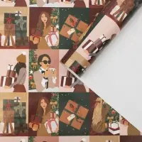 Упаковочная бумага на новый год &laquo;Стильные девчули&raquo;, 70 х 100 см, глянцевая