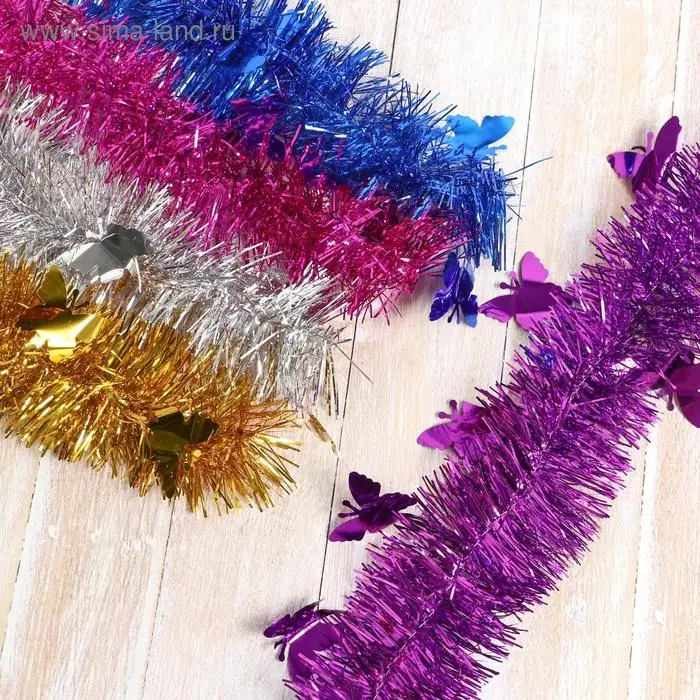 Мишура новогодняя &laquo;Зимнее волшебство. Бабочки&raquo;, d=6 см, 200 см, МИКС