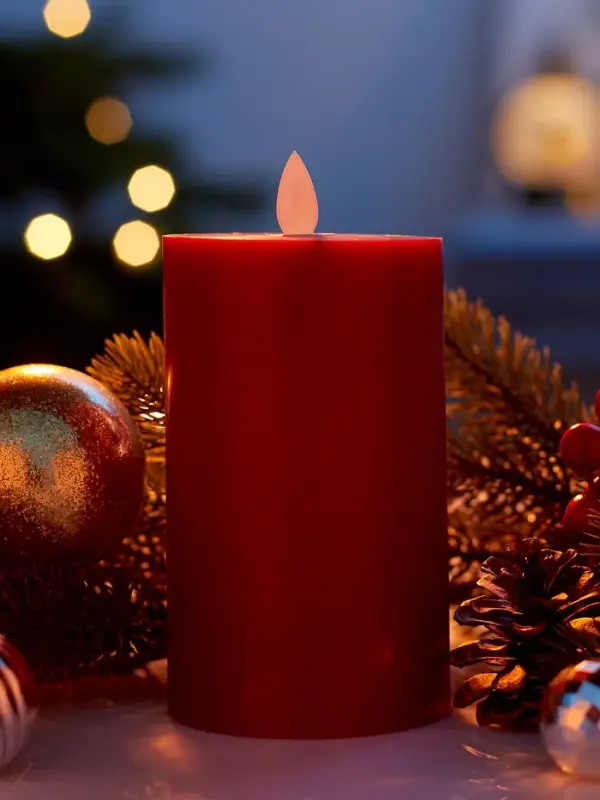 Светодиодная свеча восковая "Глубокий красный", 15x7 см, АААx3 (не в компл.), Т/БЕЛЫЙ