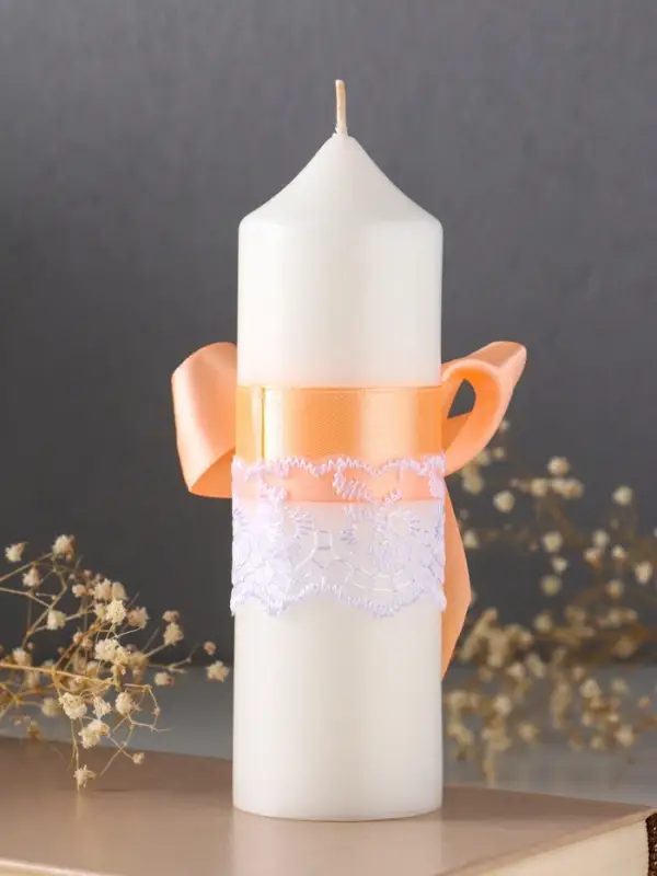 Свечи свадебные "Пышный" набор 3 шт (16 см + 2 шт по 18 см), абрикосовый