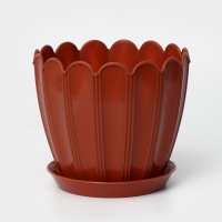 Горшок для цветов с поддоном &laquo;Хризантема&raquo;, 2,1 л, d=16,5 см, h=14,8 см, цвет терракот