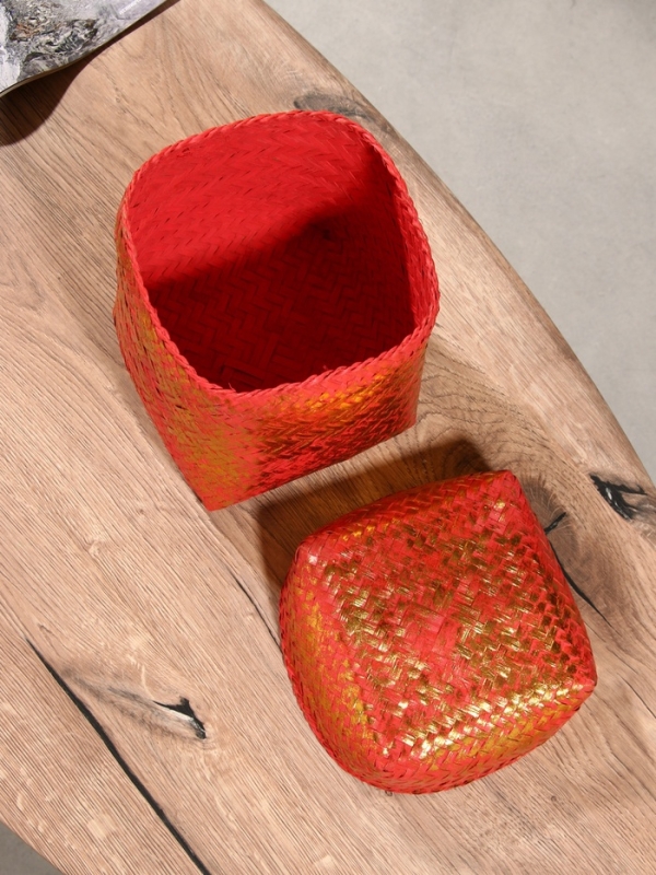 Корзинка плетеная "Голден" 16х16х23 см, розовый