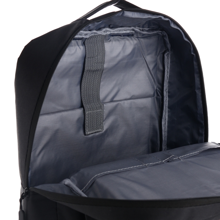 Рюкзак мужской на молнии, 4 наружных кармана, с USB, цвет чёрный