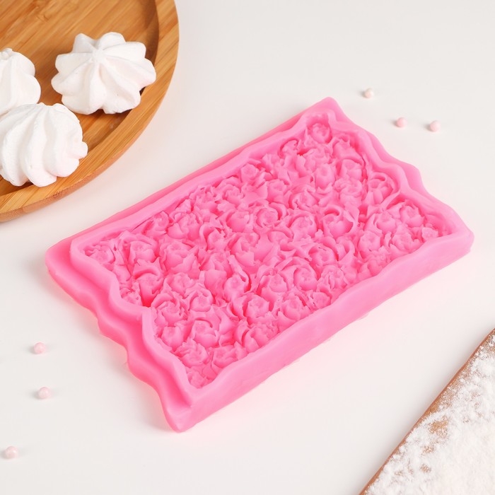 Молд &laquo;Ковер из роз&raquo;, силикон, 17,5&times;10,7&times;2,3 см, цвет розовый