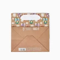 Пакет подарочный новогодний крафтовый квадратный &laquo;Ёлочка с подарками&raquo;, 14 х 14 х 9 см