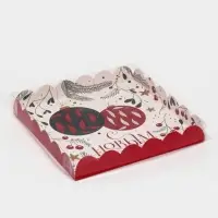 Коробка для кондитерских изделий с пластиковой крышкой &laquo;Ёлочные шары&raquo;, 21 х 21 х 3 см