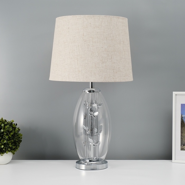 Настольная лампа с абажуром RISALUX &laquo;Морган&raquo;, Е27, 40 Вт, хром, 35&times;35&times;62.5 см