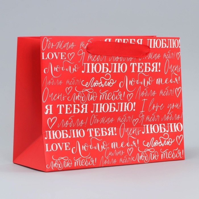 Пакет подарочный ламинированный горизонтальный, упаковка, &laquo;Люблю&raquo;, MS 23 х 18 х 10 см