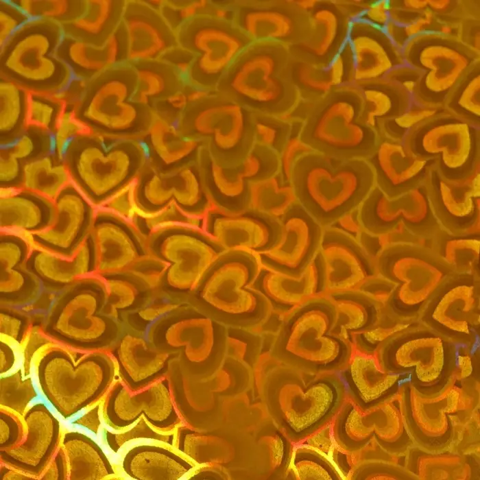 Пленка голографическая, &laquo;Сердечки&raquo;, золотая, 70 см &times; 1 м