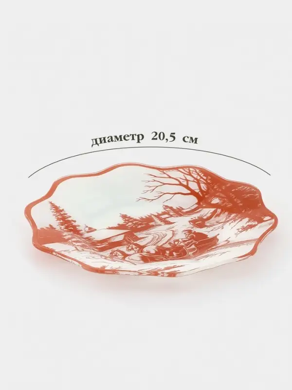 Тарелка десертная цветок "Новогодние забавы" 20,5х1,5 см