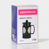 Чайник заварочный френч - пресс Доляна &laquo;Оливер&raquo;, 600 мл, стекло, цвет чёрный
