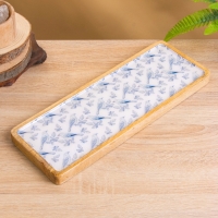 Блюдо прямоугольное "Синие птицы" дерево манго 41х15 см