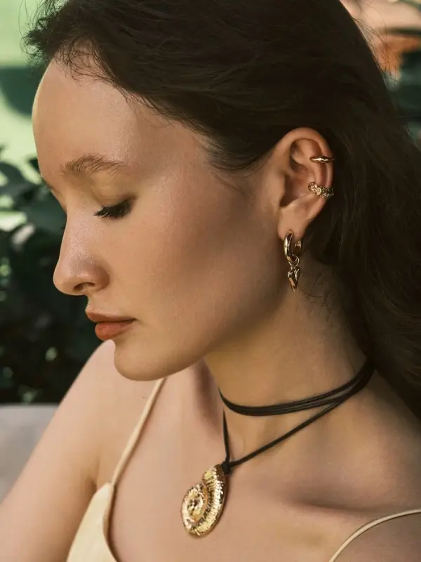 Серьги "Каффы" набор 3 шт., мятый, цвет золото