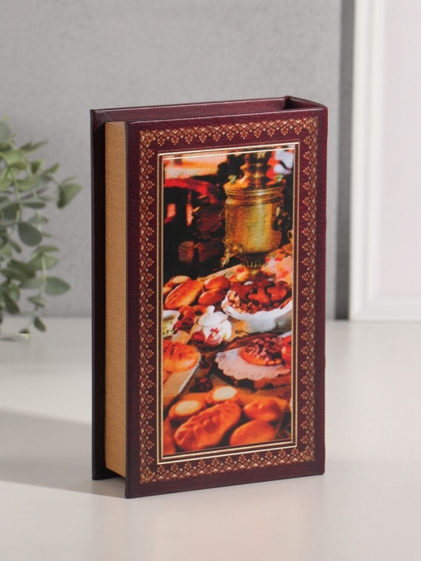 Сейф-книга дерево кожзам "Сокровища Русской кухни" тиснение 21х13х5 см