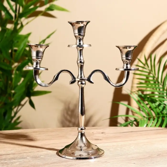 Подсвечник алюминий "Власть" на 3 свечи 9х22х26 см