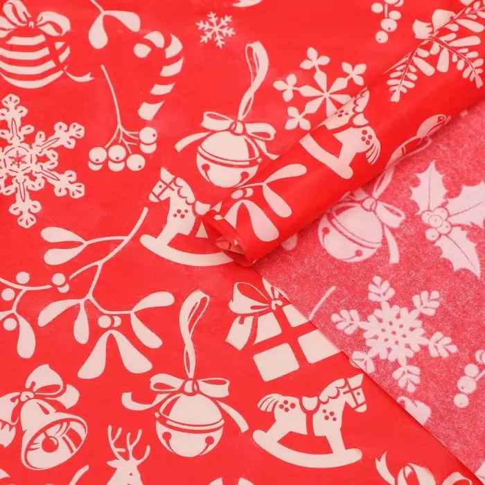 Бумага упаковочная тишью, новогодняя упаковка &laquo;С новым годом!&raquo;,50&times;66 см